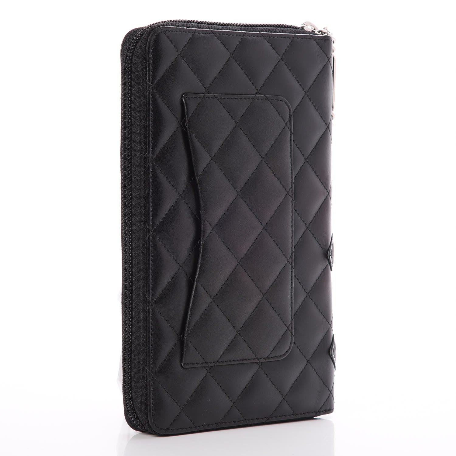 Chanel Calfskin Quilted Cambon Zip Around Organizer Wallet Black 3 of 8