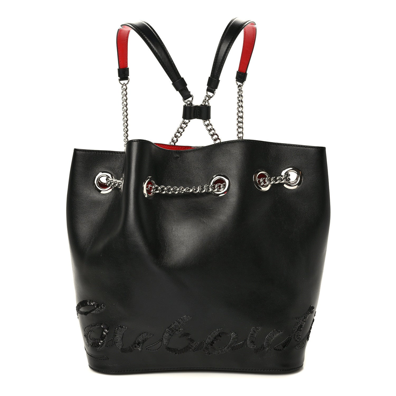 Christian Louboutin Calfskin Paris Marie Jane Logo Backpack Black 1 of 10