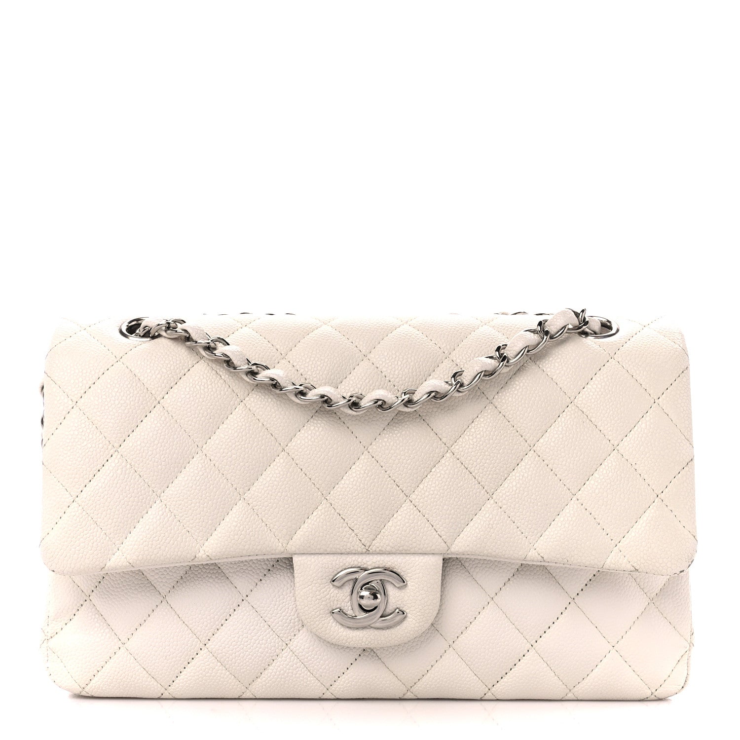 Chanel Caviar Quilted Medium Double Flap White 1 of 12