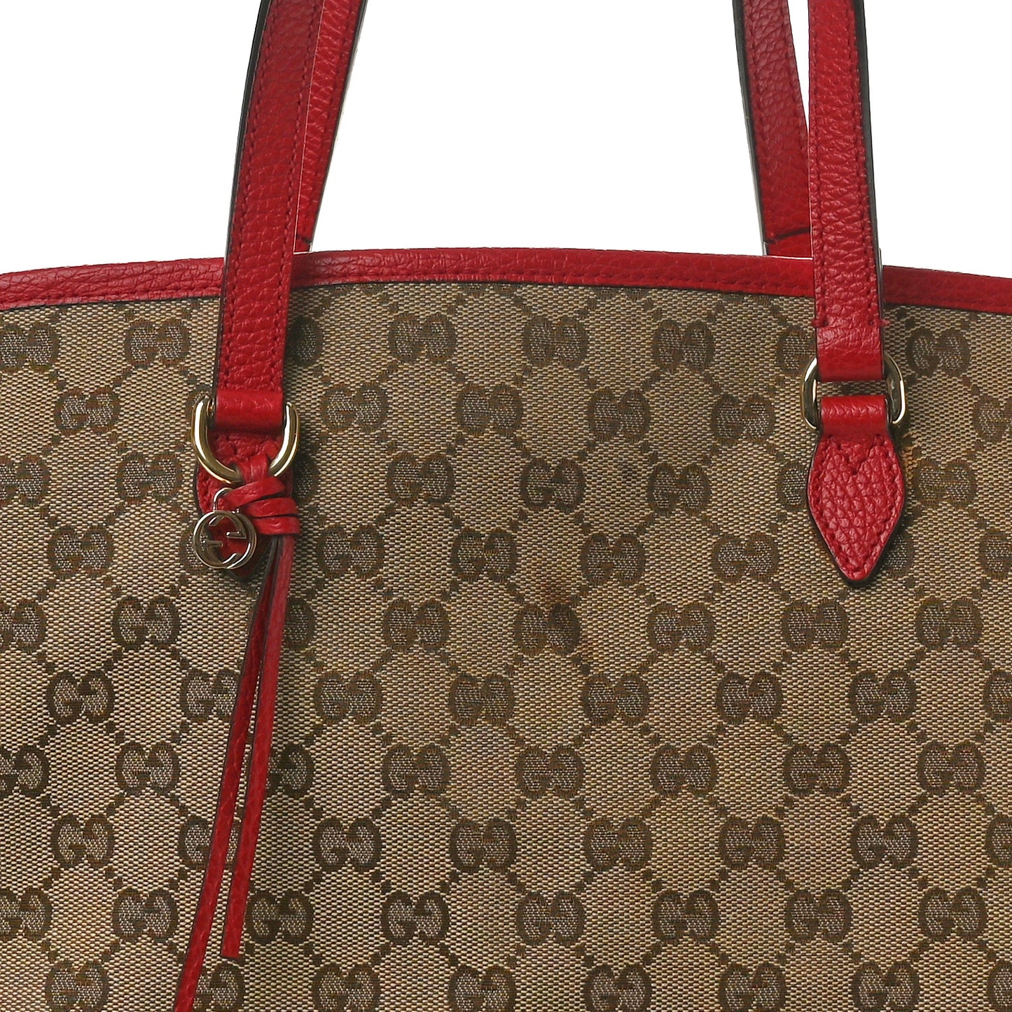Monogram Bree Zippered Tote Beige Red