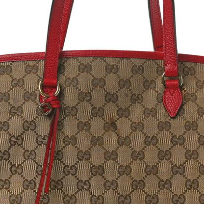 Gucci Monogram Bree Zippered Tote Beige Red 8 of 12