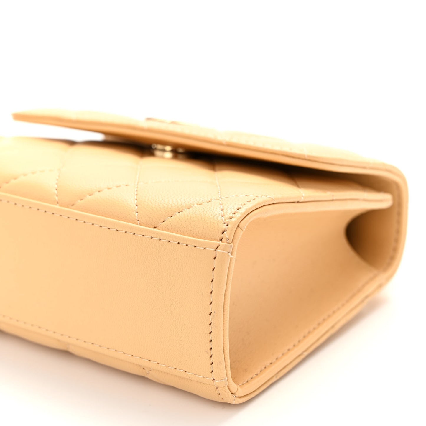 Lambskin Pearl Enamel Quilted Pearly Girl Handle Flap Clutch With Chain Yellow