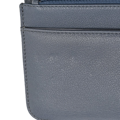 Chanel Goatskin Embossed Wallet On Chain WOC Blue 12 of 13
