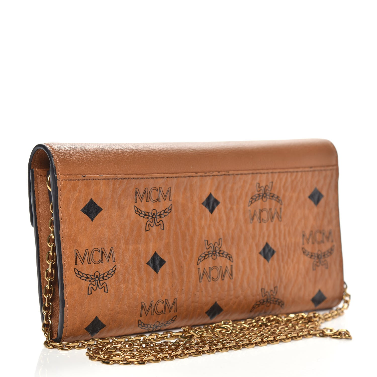 MCM Visetos Large Patricia Love Patch Wallet On Chain Cognac 3 of 11