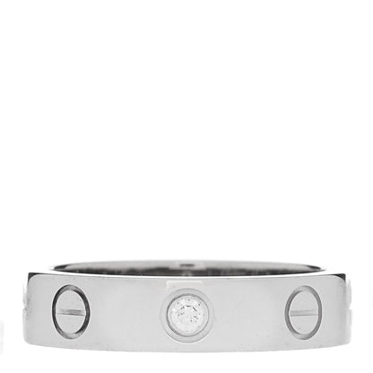 Cartier 18K White Gold Diamond 4mm LOVE Wedding Band Ring 47 4.25 1 of 5