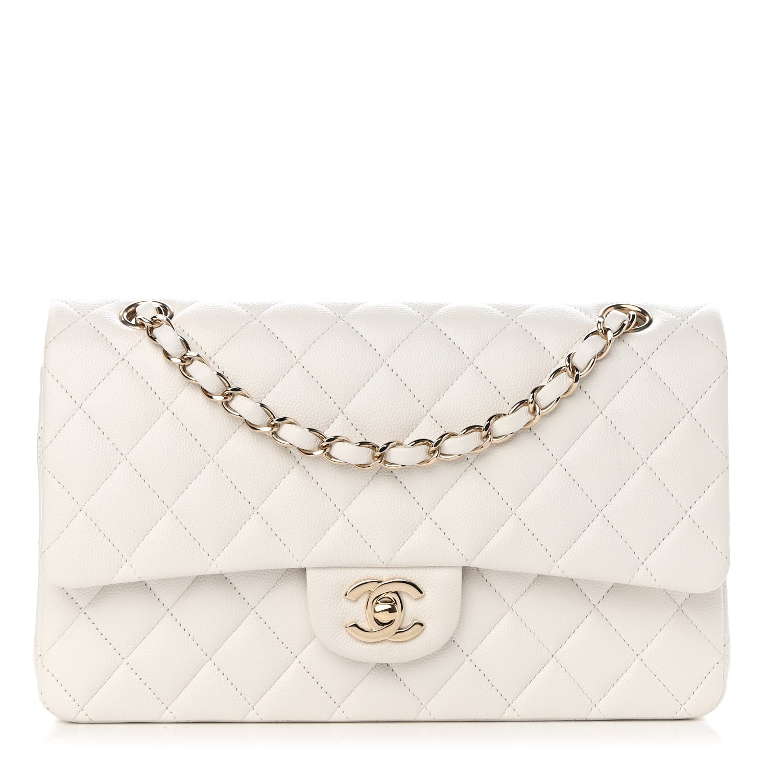 Chanel Caviar Quilted Medium Double Flap White 1 of 12