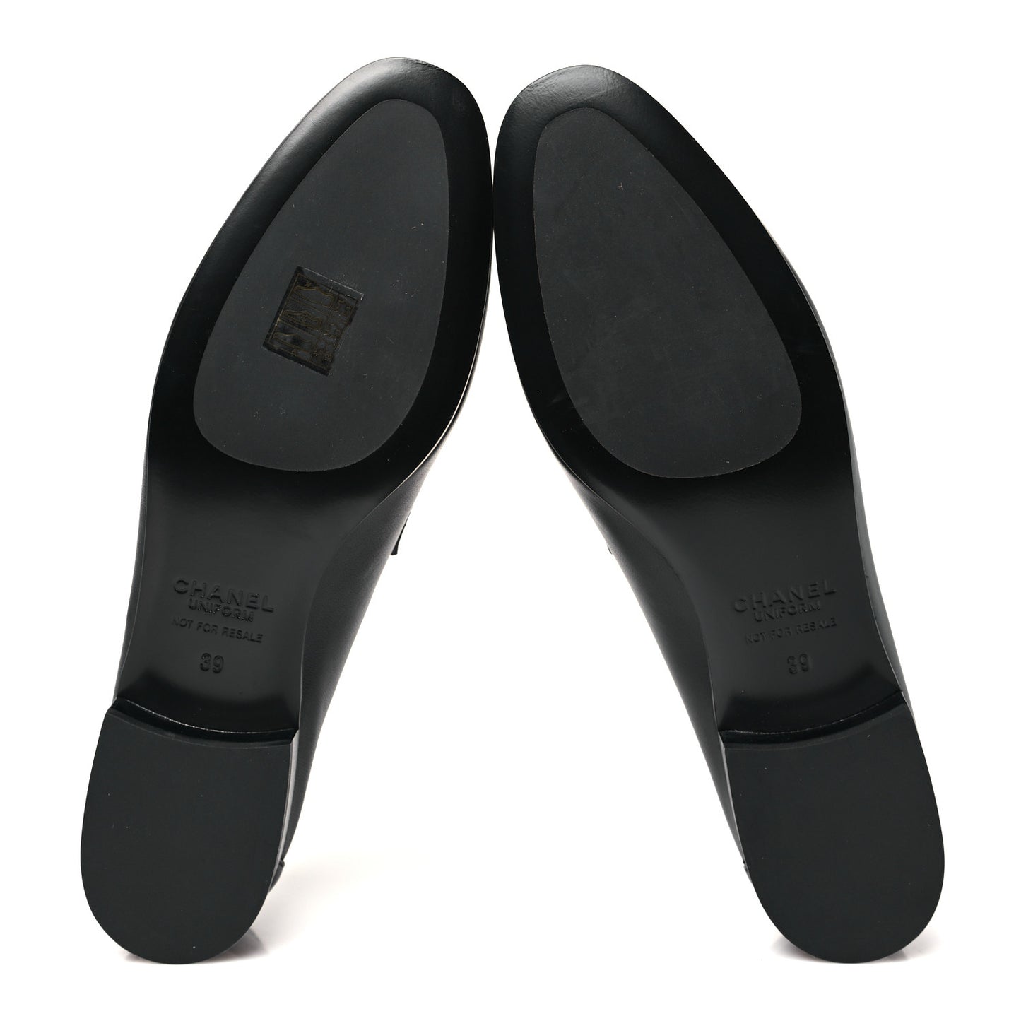 Calfskin Womens Stitched CC Loafers 39 Black