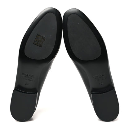 Chanel Calfskin Womens Stitched CC Loafers 39 Black 6 of 10