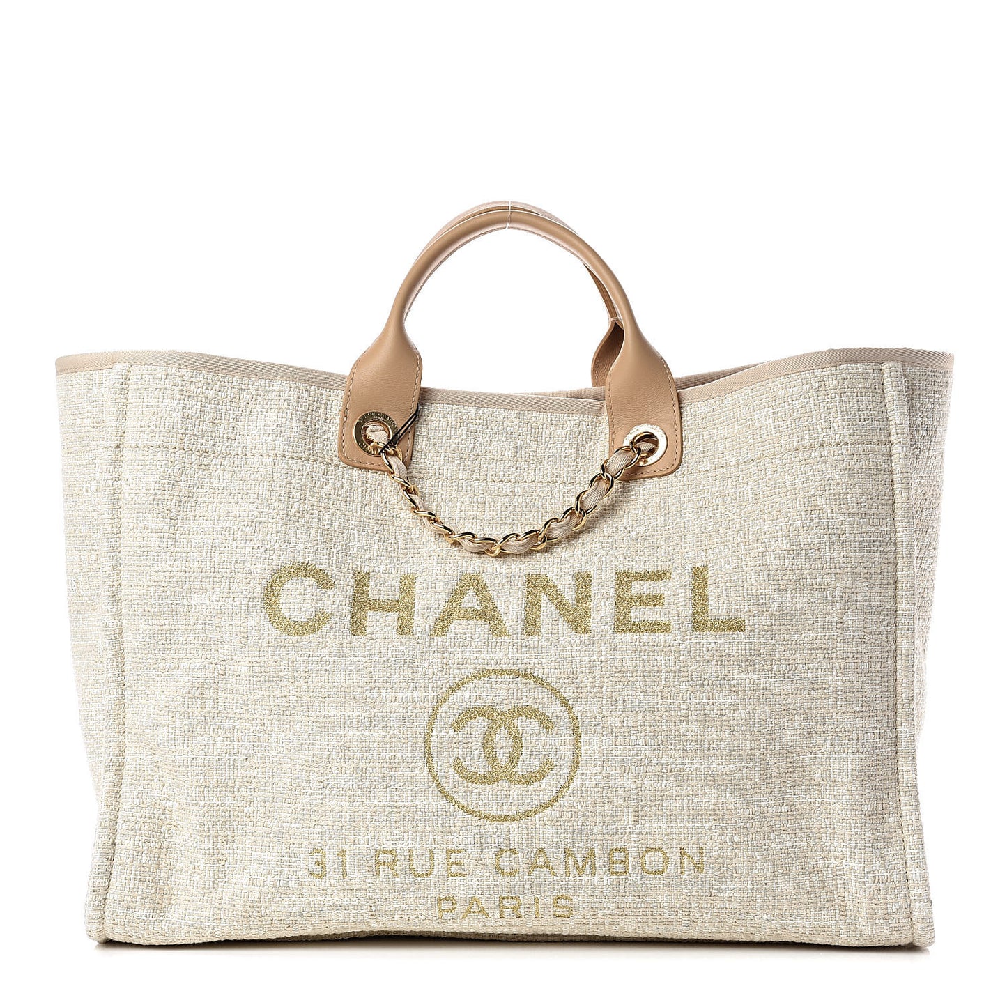 Woven Straw Raffia Large Deauville Tote Light Beige