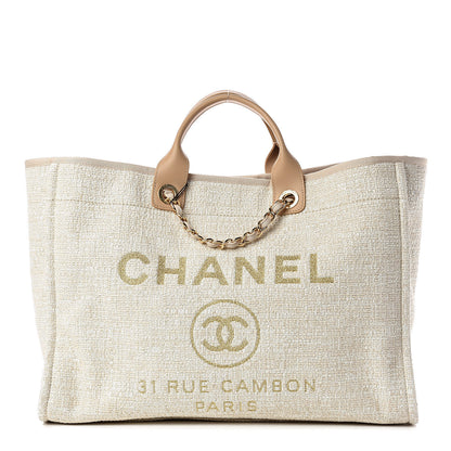 Chanel Woven Straw Raffia Large Deauville Tote Light Beige 1 of 10