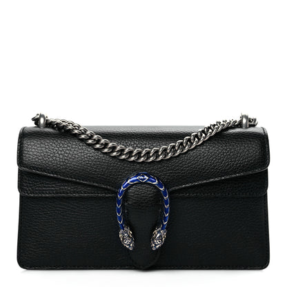 Gucci Dollar Calfskin Enamel Small Dionysus Shoulder Bag Black Electric Blue 1 of 11