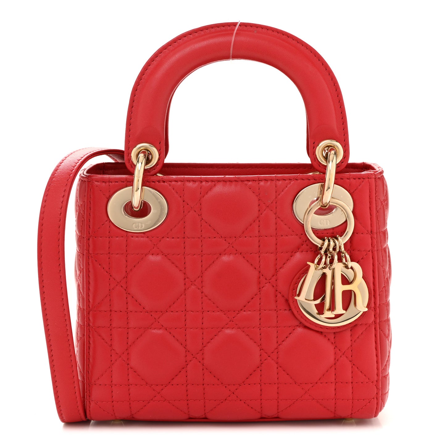 Lambskin Cannage Mini Lady Dior Red