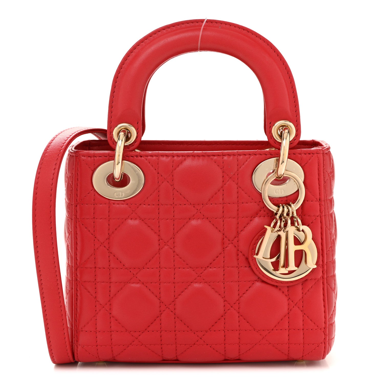 Christian Dior Lambskin Cannage Mini Lady Dior Red 1 of 11