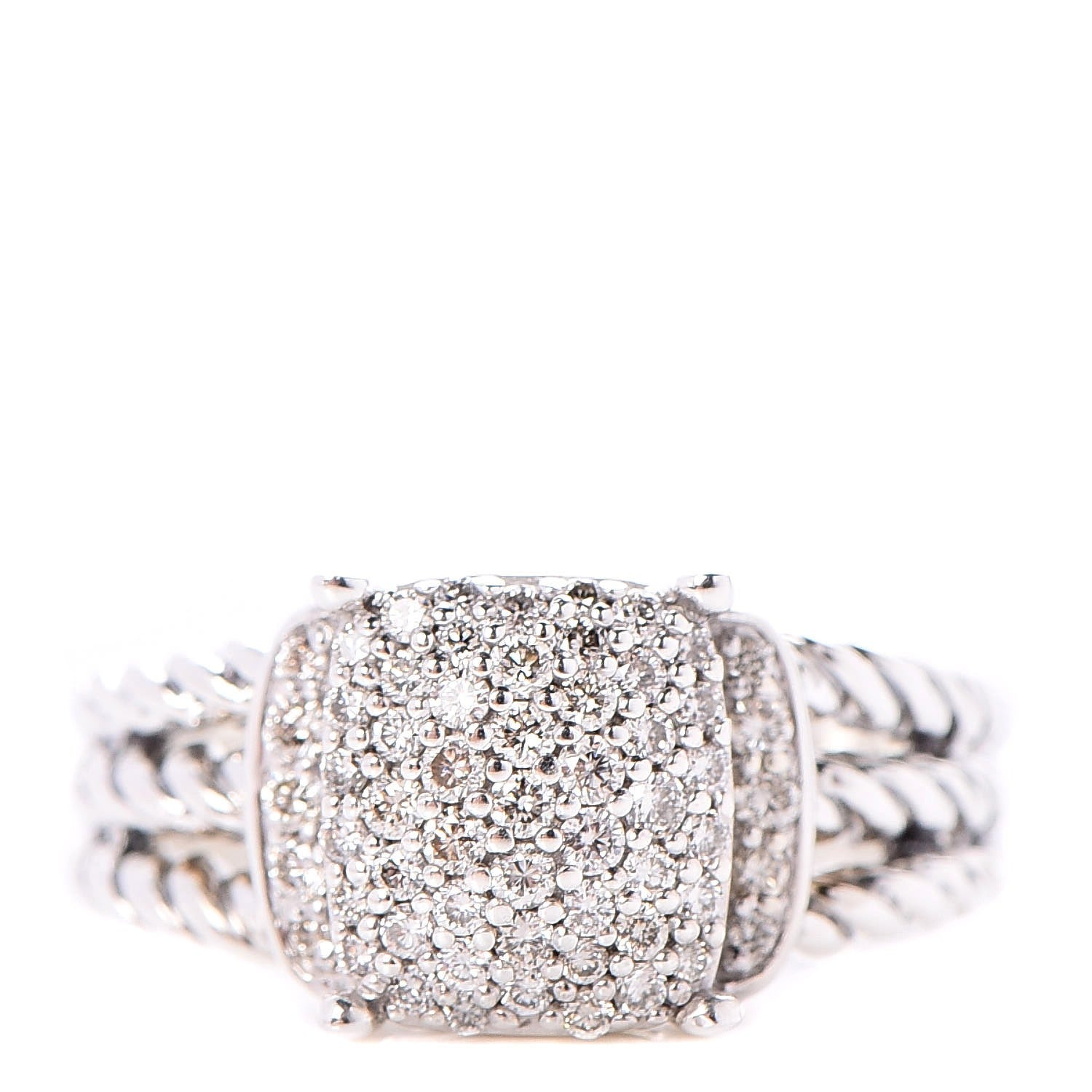 David Yurman Sterling Silver Diamond 10mm Petite Wheaton Ring 49 5 1 of 5