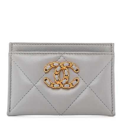 Chanel Lambskin Quilted Chanel 19 Card Holder Grey 1 of 9