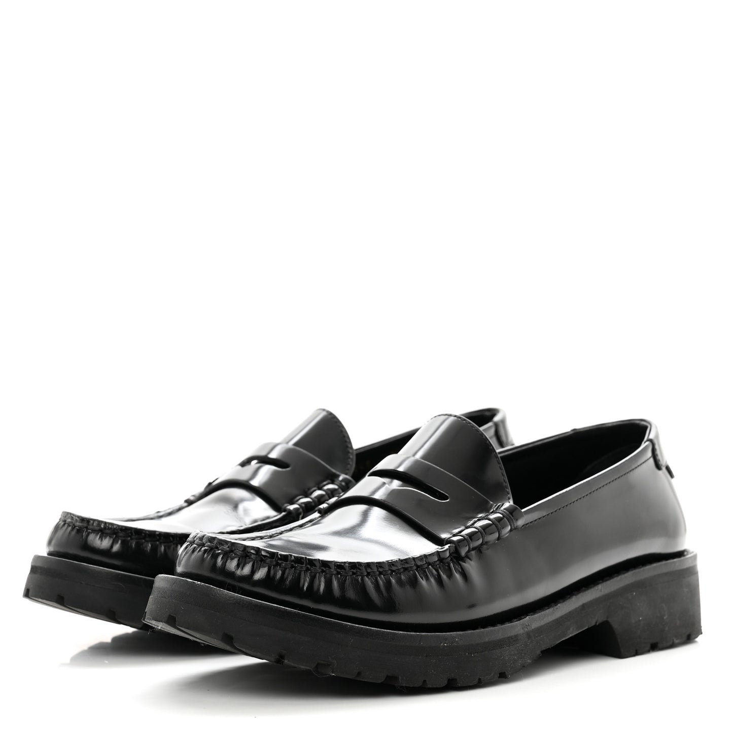 Glazed Calfskin Chunky Le Loafer Penny Slippers 37.5 Black