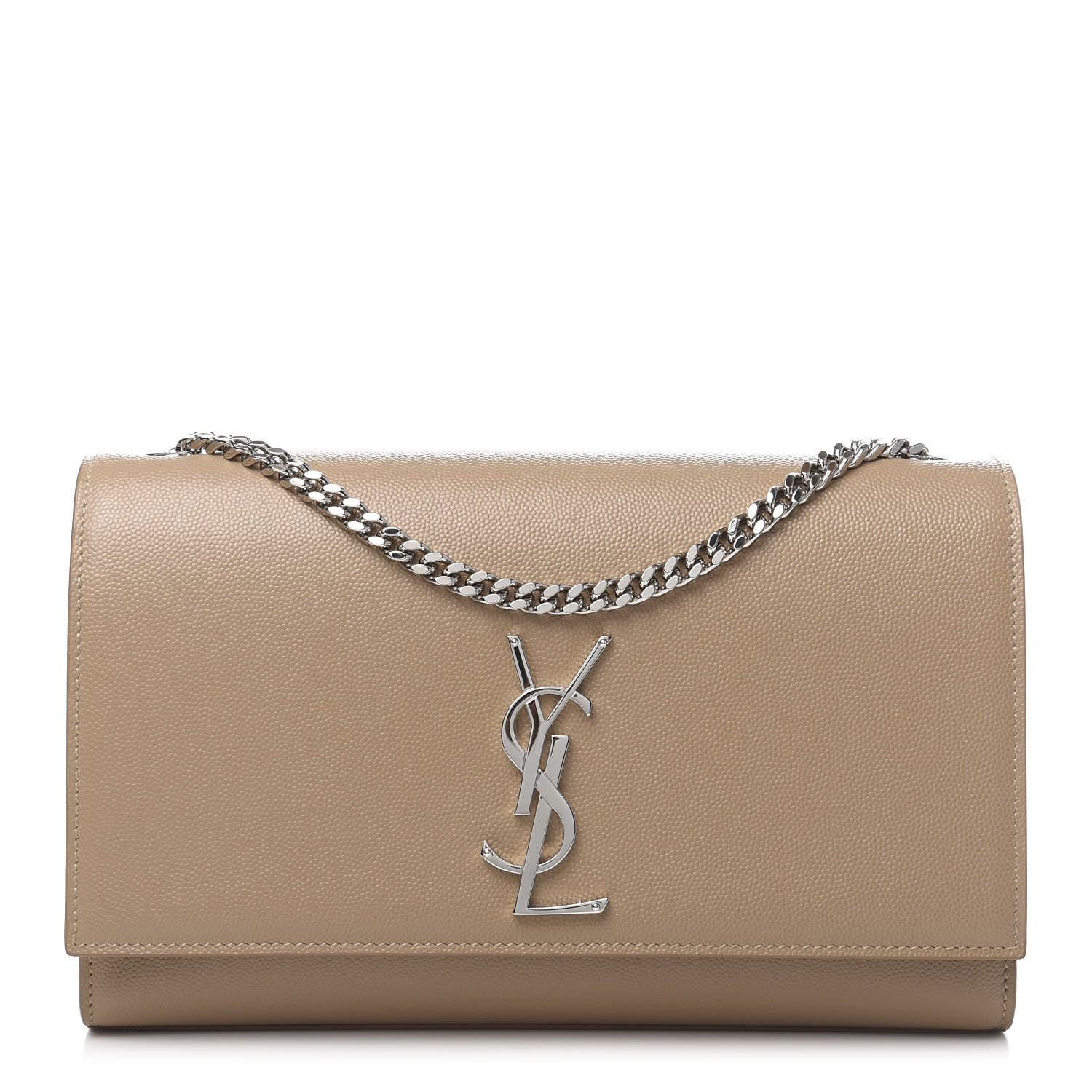 Saint Laurent Grain De Poudre Medium Monogram Kate Satchel Dark Beige 1 of 10