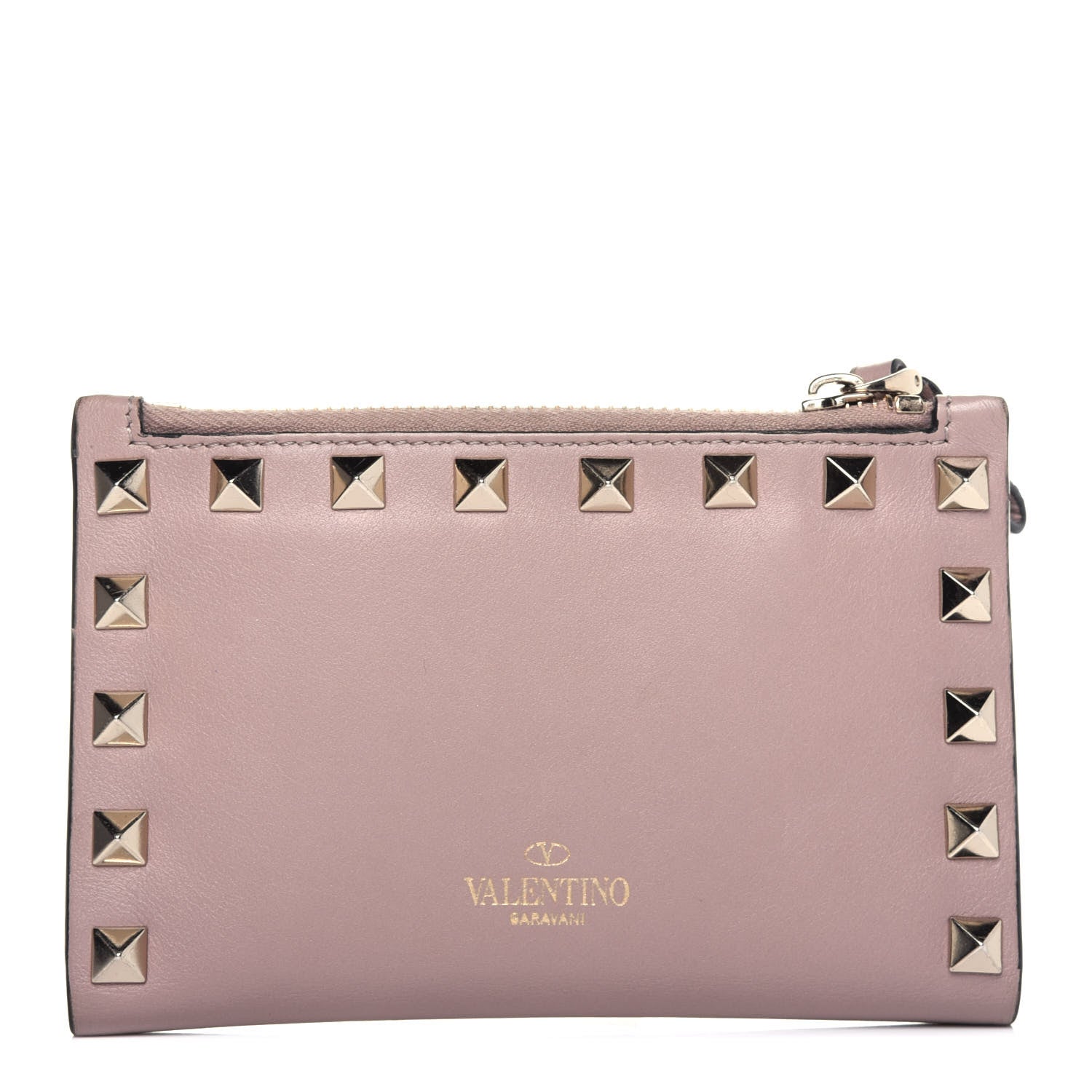 Valentino Garavani Calfskin Rockstud Bi-Fold Wallet Poudre 1 of 13