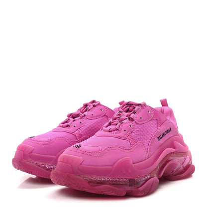 Balenciaga Fabric Mesh Clear Sole Fluo Womens Triple S Sneakers 38 Pink 4 of 9