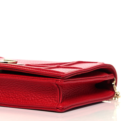 Christian Dior Grained Calfskin Diorama Wallet on Chain Pouch Rouge Vif 6 of 9