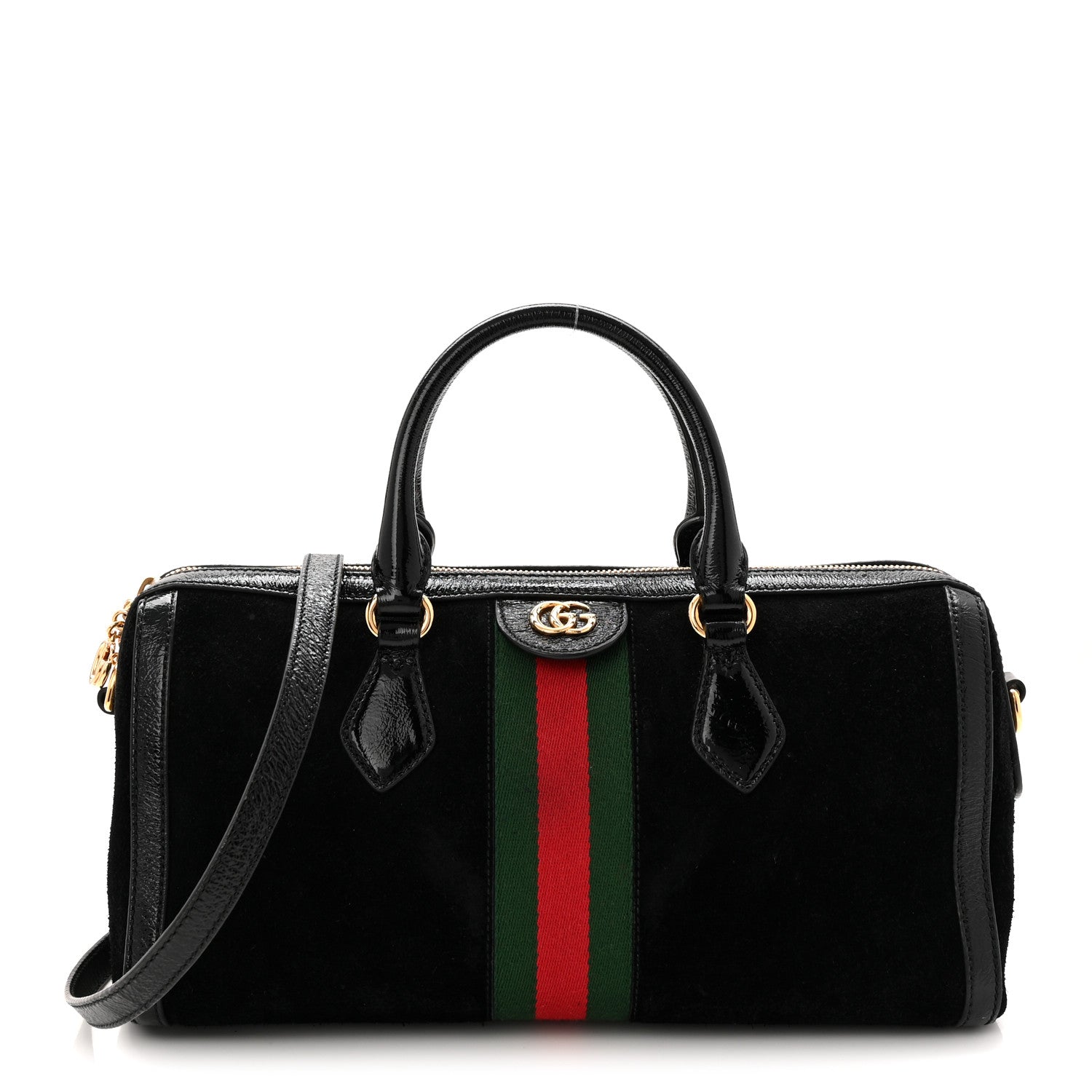Gucci Suede Patent GG Web Medium Ophidia Boston Black 1 of 11