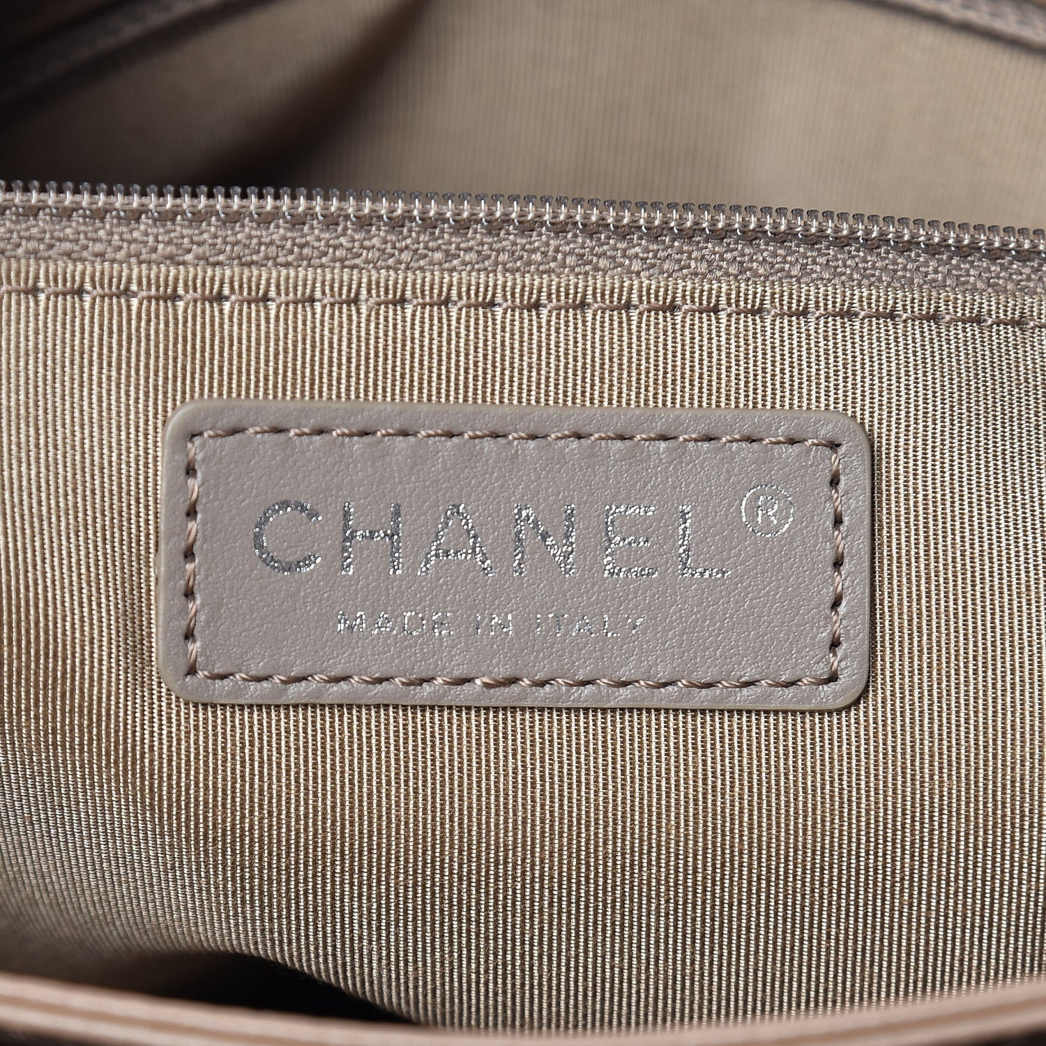 Chanel Grained Calfskin Quilted Large Zipped Shopping Tote Taupe 6 of 11