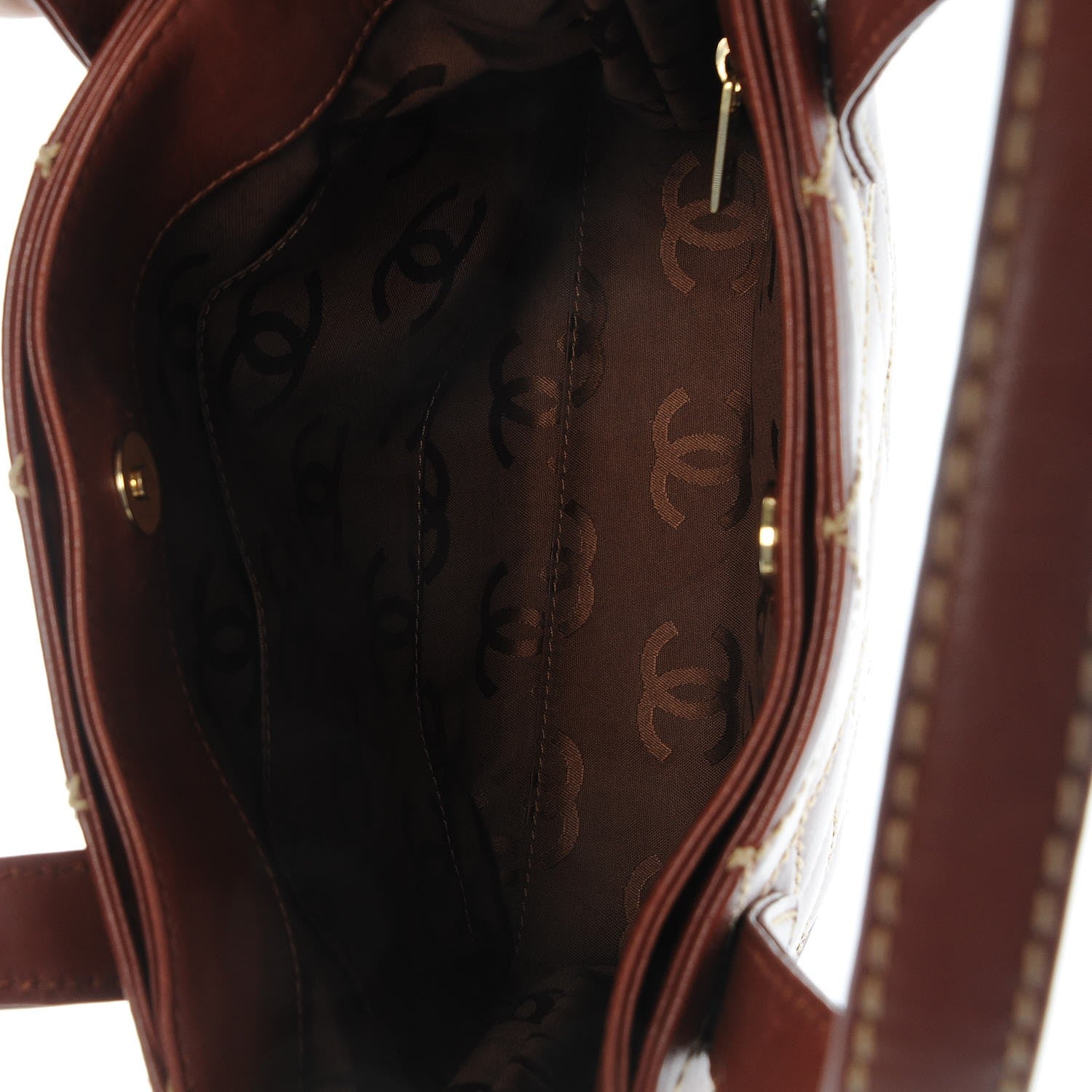Chanel Calfskin Stitch Small Surpique Tote Brown 5 of 8