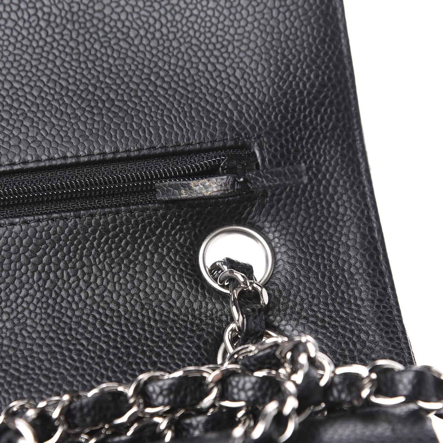 Caviar Quilted Medium Double Flap Black