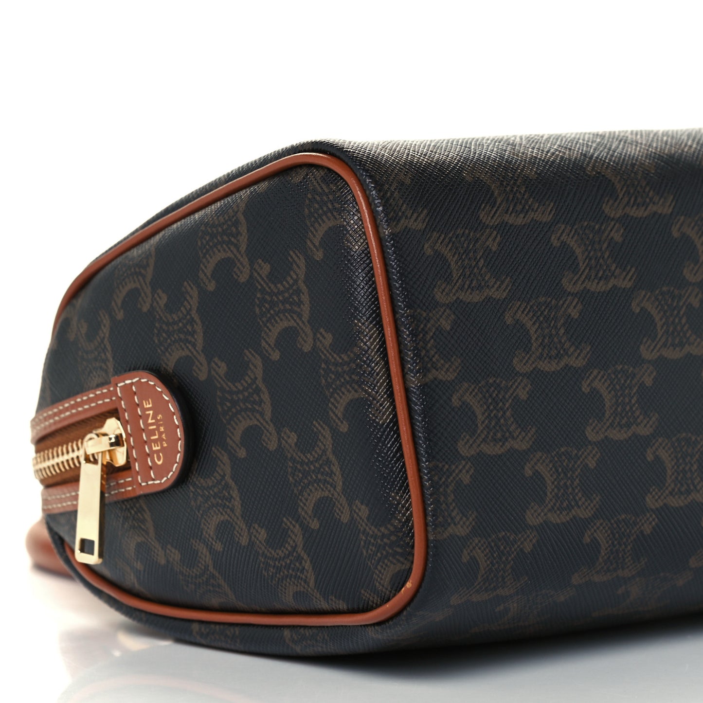 Triomphe Canvas Calfskin Small Boston Bag Tan
