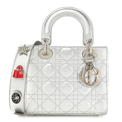 Christian Dior Metallic Grained Calfskin Cannage Small Lucky Badges My Lady Dior Silver 1 of 17