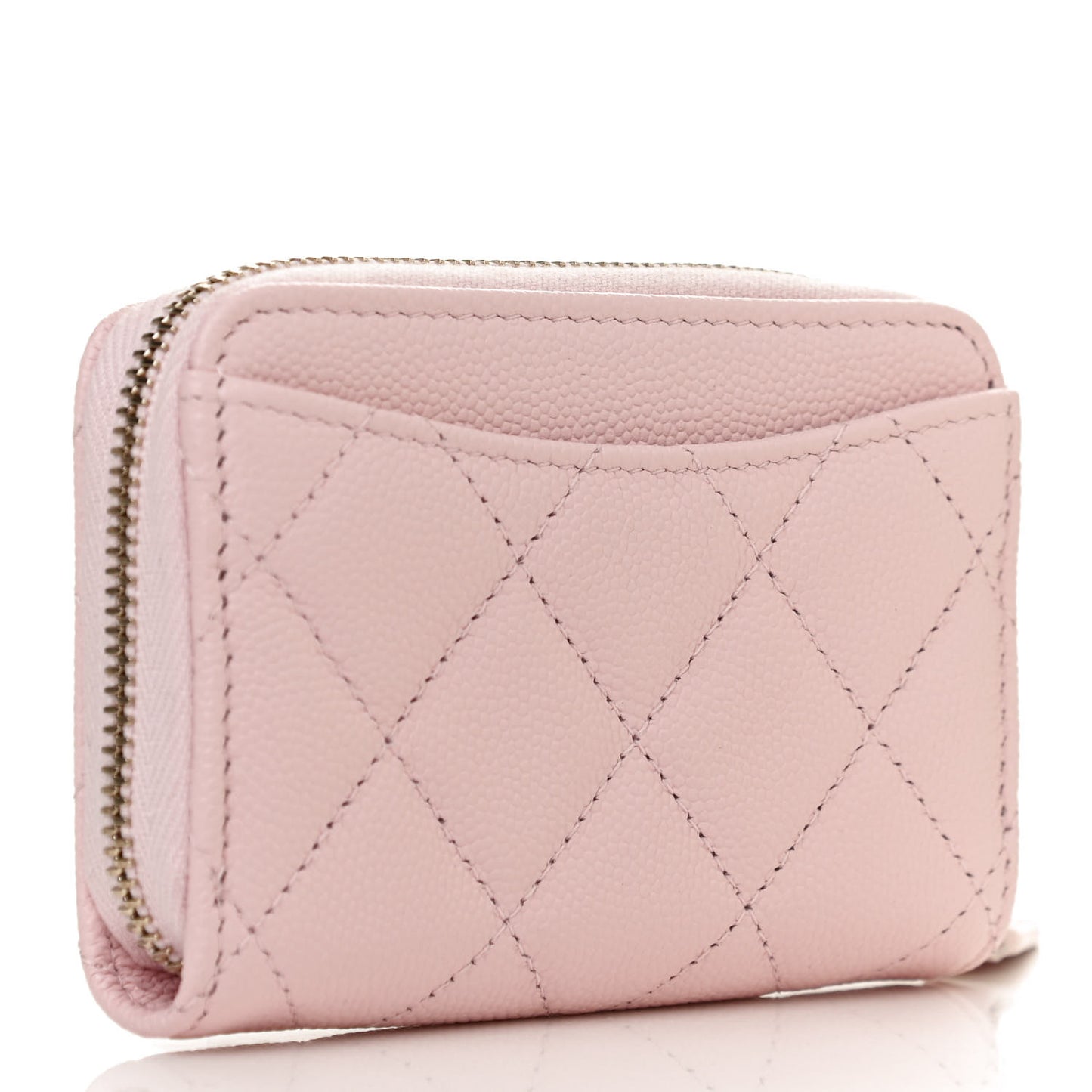 Caviar Quilted Zip Coin Purse Wallet Pink