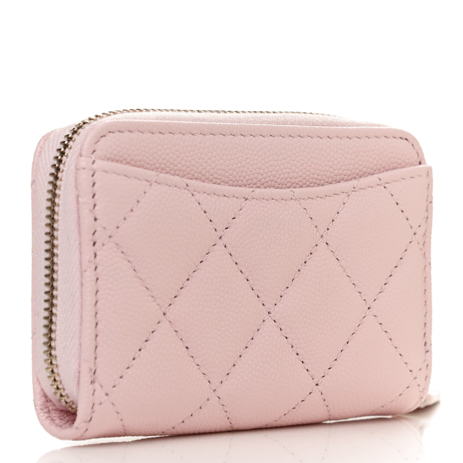 Chanel Caviar Quilted Zip Coin Purse Wallet Pink 2 of 9