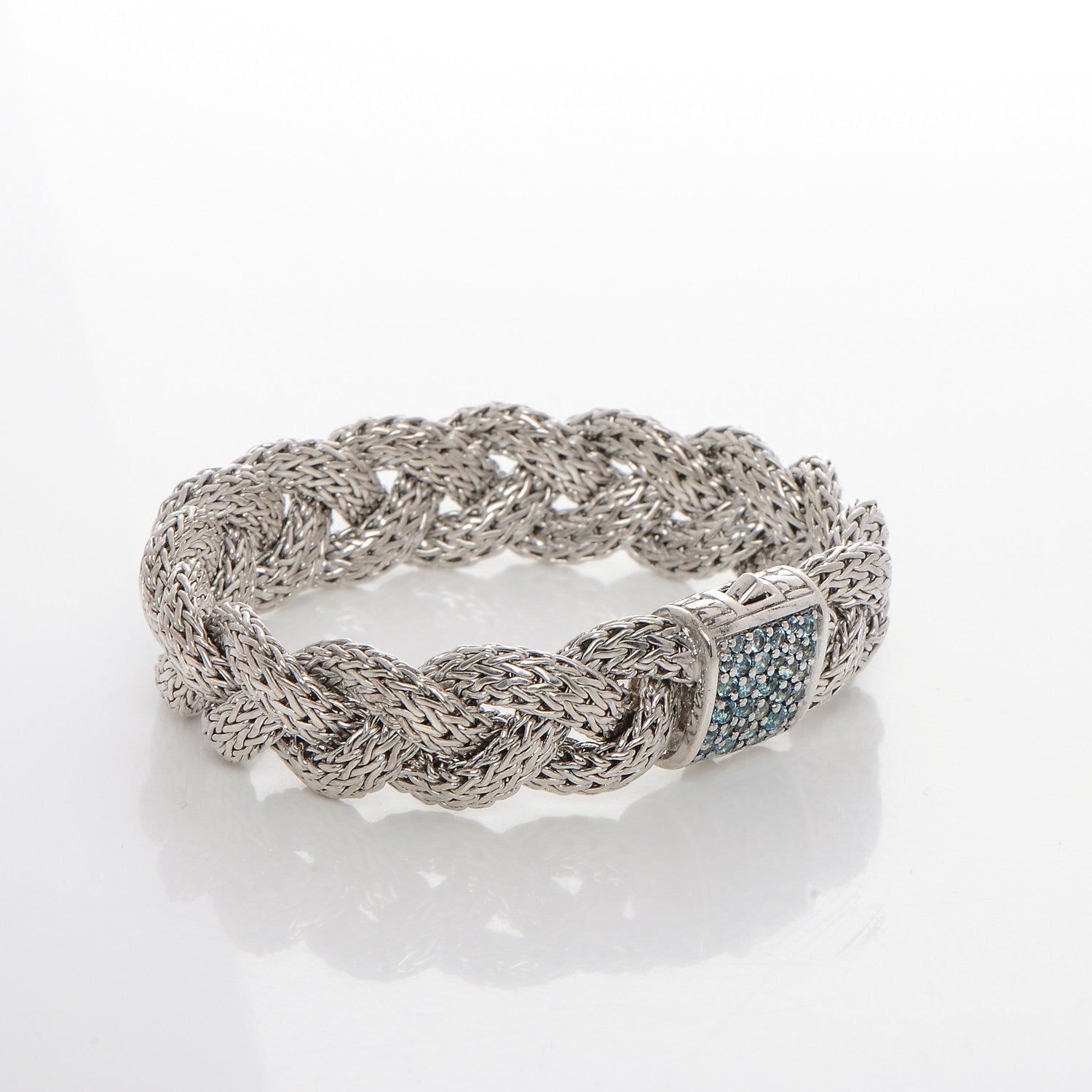 John Hardy Sterling Silver Blue Topaz Braided Classic Chain Clasp Bracelet S 5 of 8