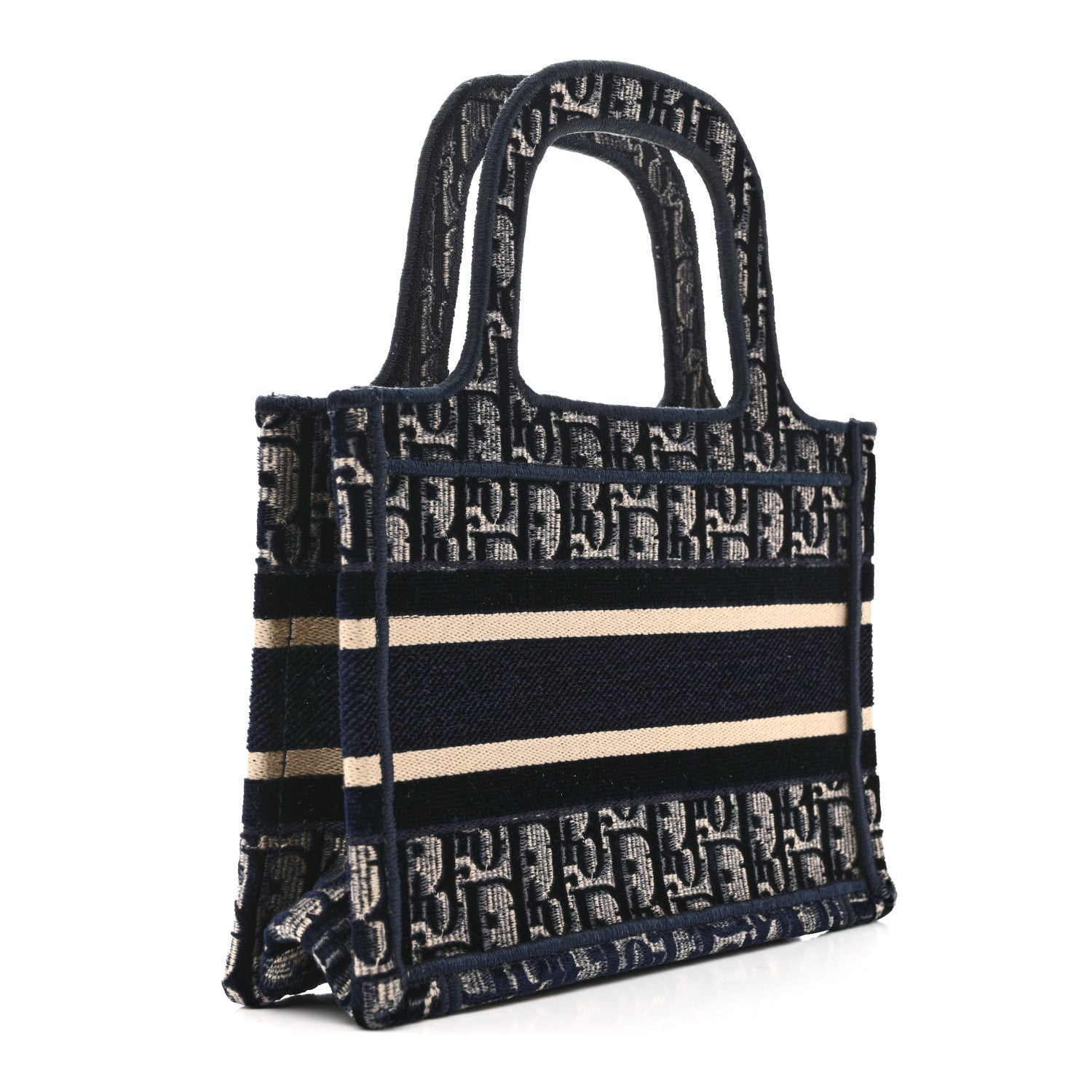 Christian Dior Velvet Oblique Mini Book Tote Blue Multicolor