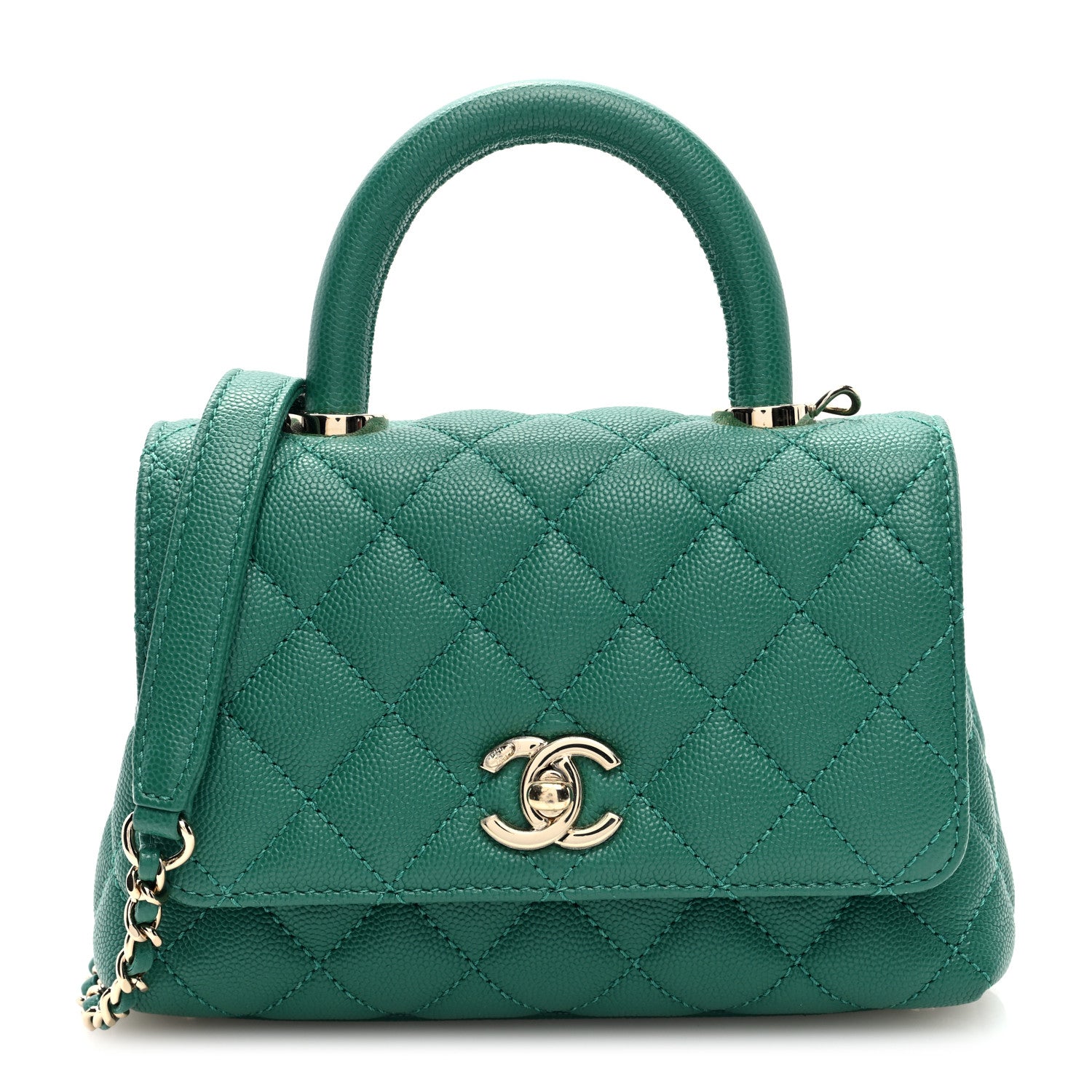 Chanel Caviar Quilted Extra Mini Coco Handle Flap Green 1 of 10
