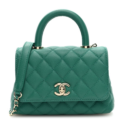Chanel Caviar Quilted Extra Mini Coco Handle Flap Green 1 of 10