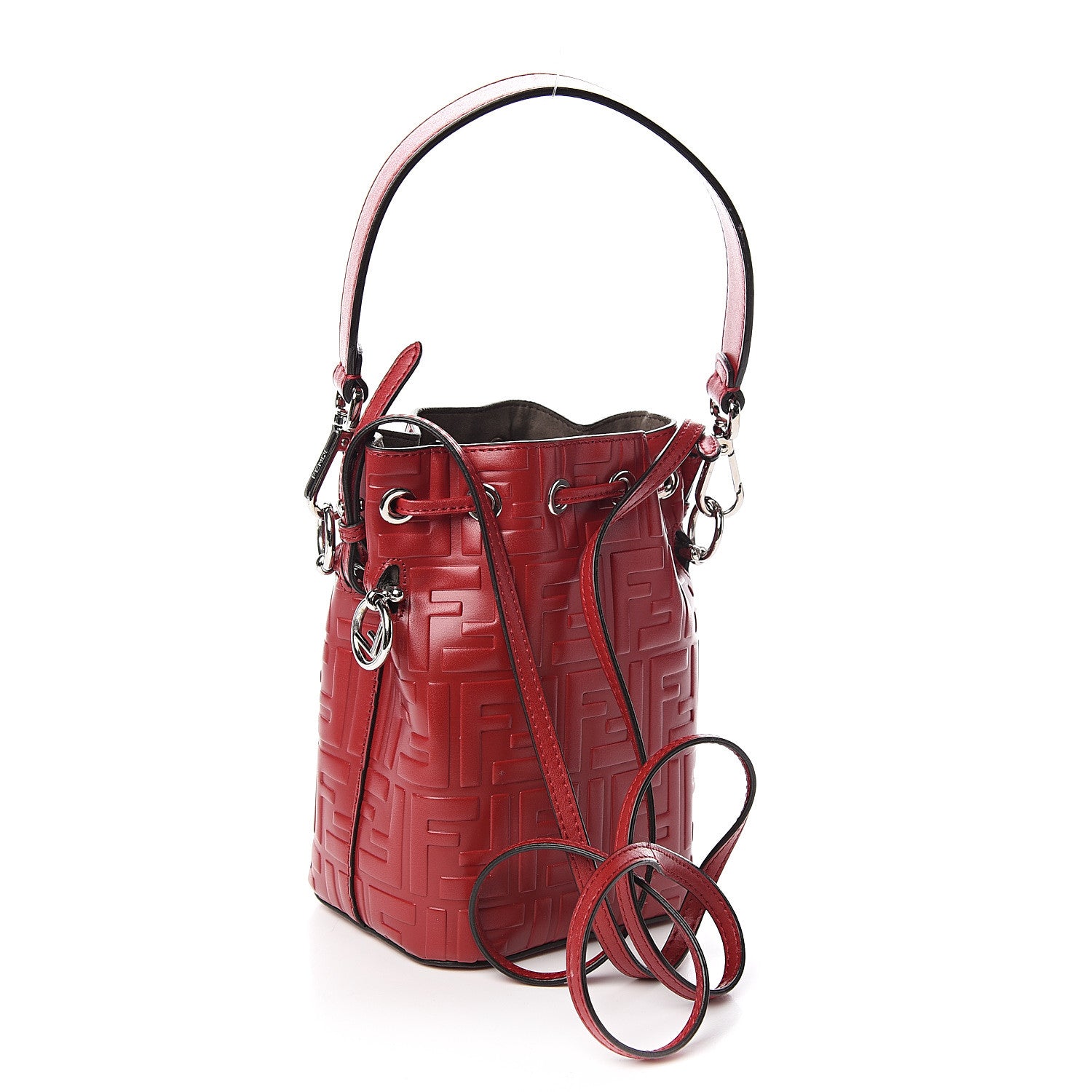 Fendi Vitello Liberty F is Fendi FF 1974 Embossed Mini Mon Tresor Bucket Bag Fragola 2 of 10