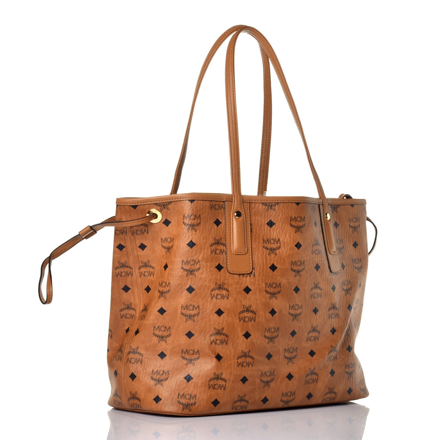 MCM Visetos Medium Liz Reversible Shopper Tote Cognac 5 of 16
