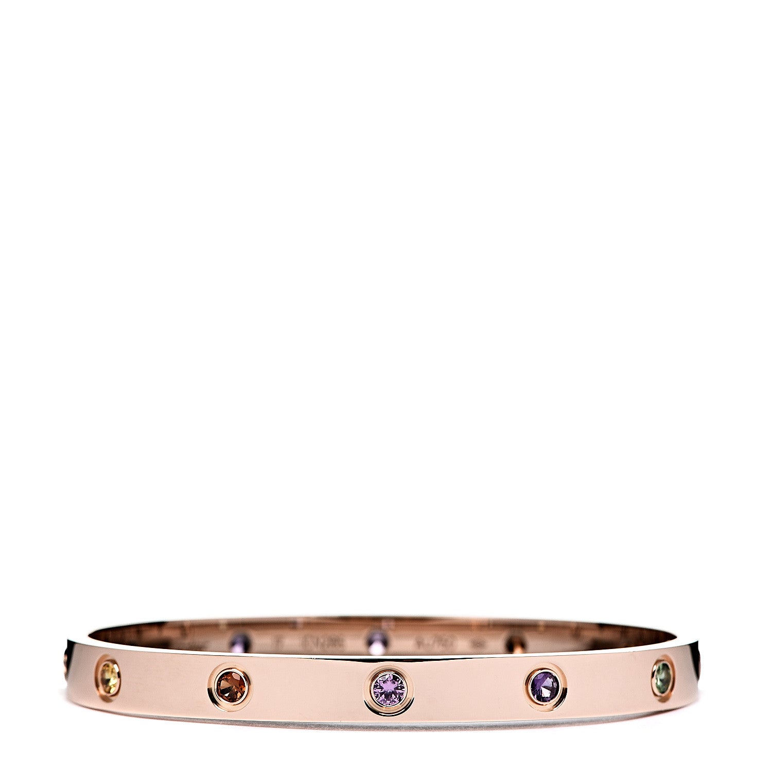 Cartier 18K Pink Gold Sapphire Garnet Amethyst LOVE Bracelet 17 1 of 7