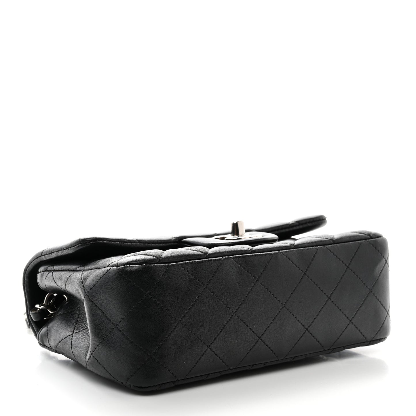 Lambskin Quilted Mini Rectangular Flap Black