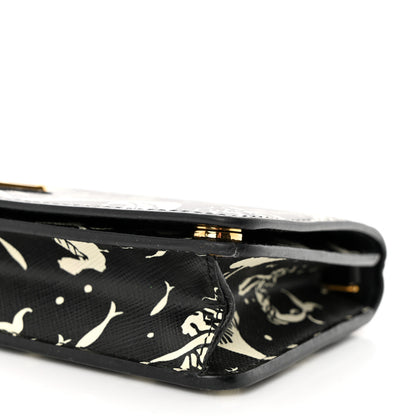 Prada Saffiano Triangle Logo Mermaid Print Mini Crossbody Bag Black 10 of 12