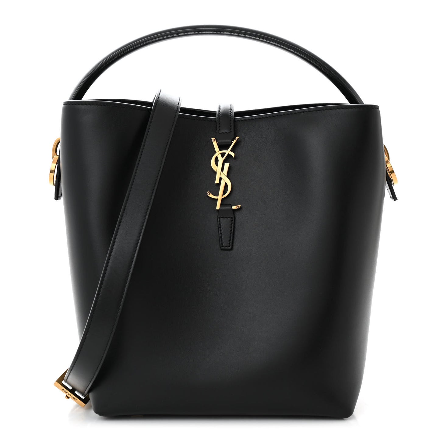 Shiny Calfskin Le 37 Bucket Bag Black