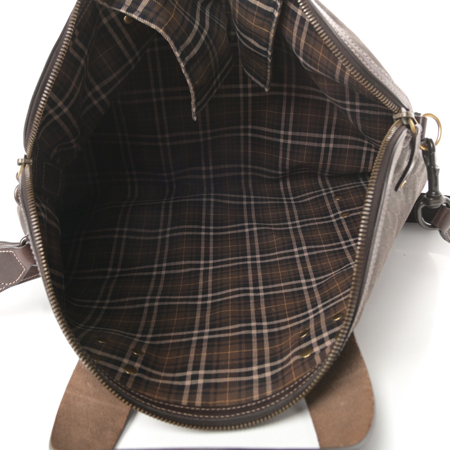 Gucci Monogram Calfskin Studded Tote Brown 5 of 10