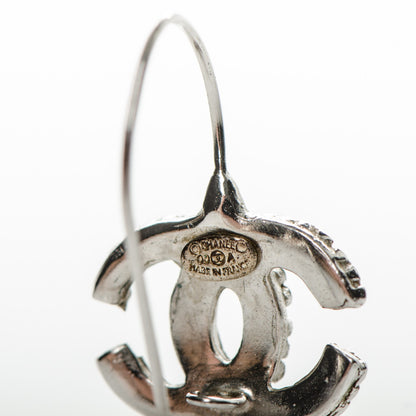 Chanel Textured CC Drop Earrings Silver 4 of 4