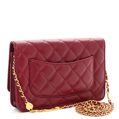 Chanel Lambskin Resin Quilted Coco Hearts Wallet On Chain WOC Burgundy 3 of 12