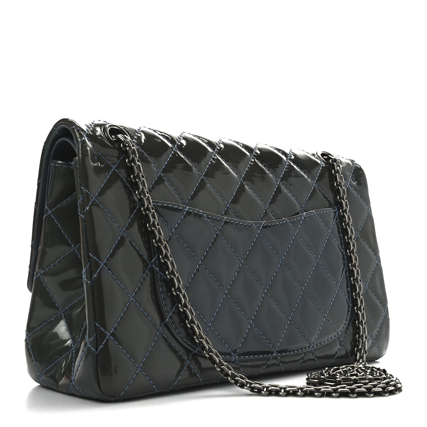 Chanel Patent Quilted 2.55 Reissue 226 Flap Blue 3 of 10