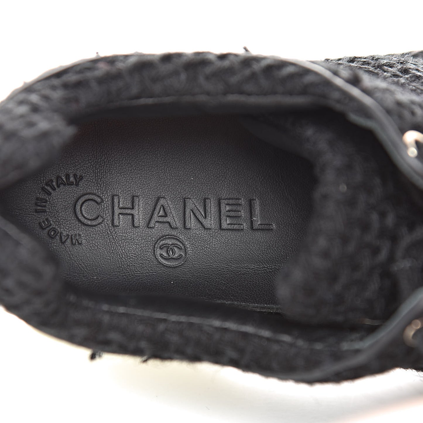 Tweed Calfskin Sneakers 38.5 Black