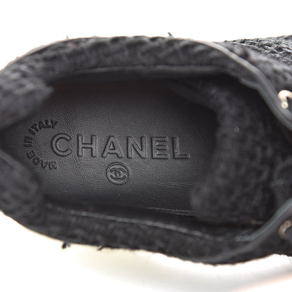 Chanel Tweed Calfskin Sneakers 38.5 Black 10 of 14