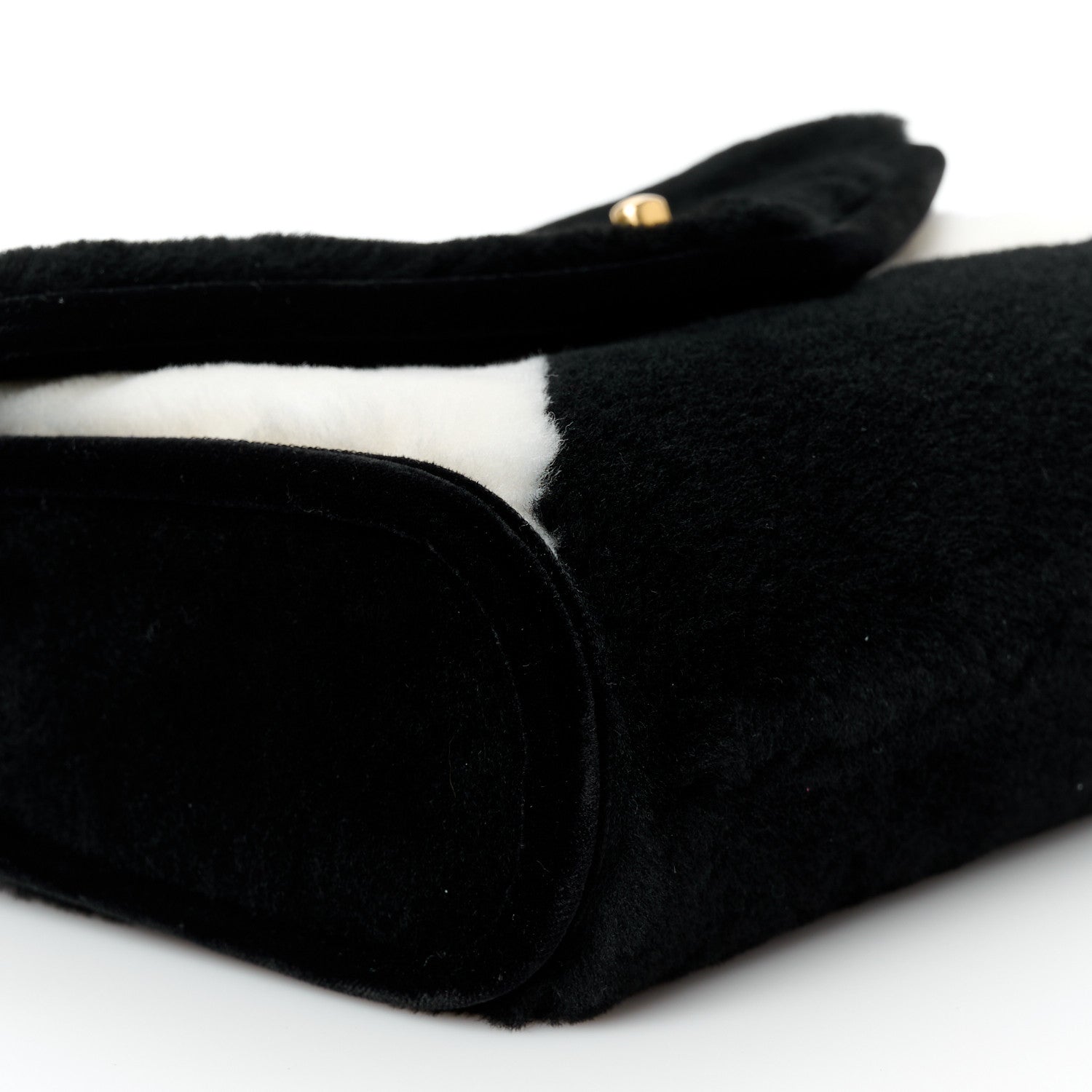 Chanel Shearling Checkered Flap Bag Black White 10 of 12