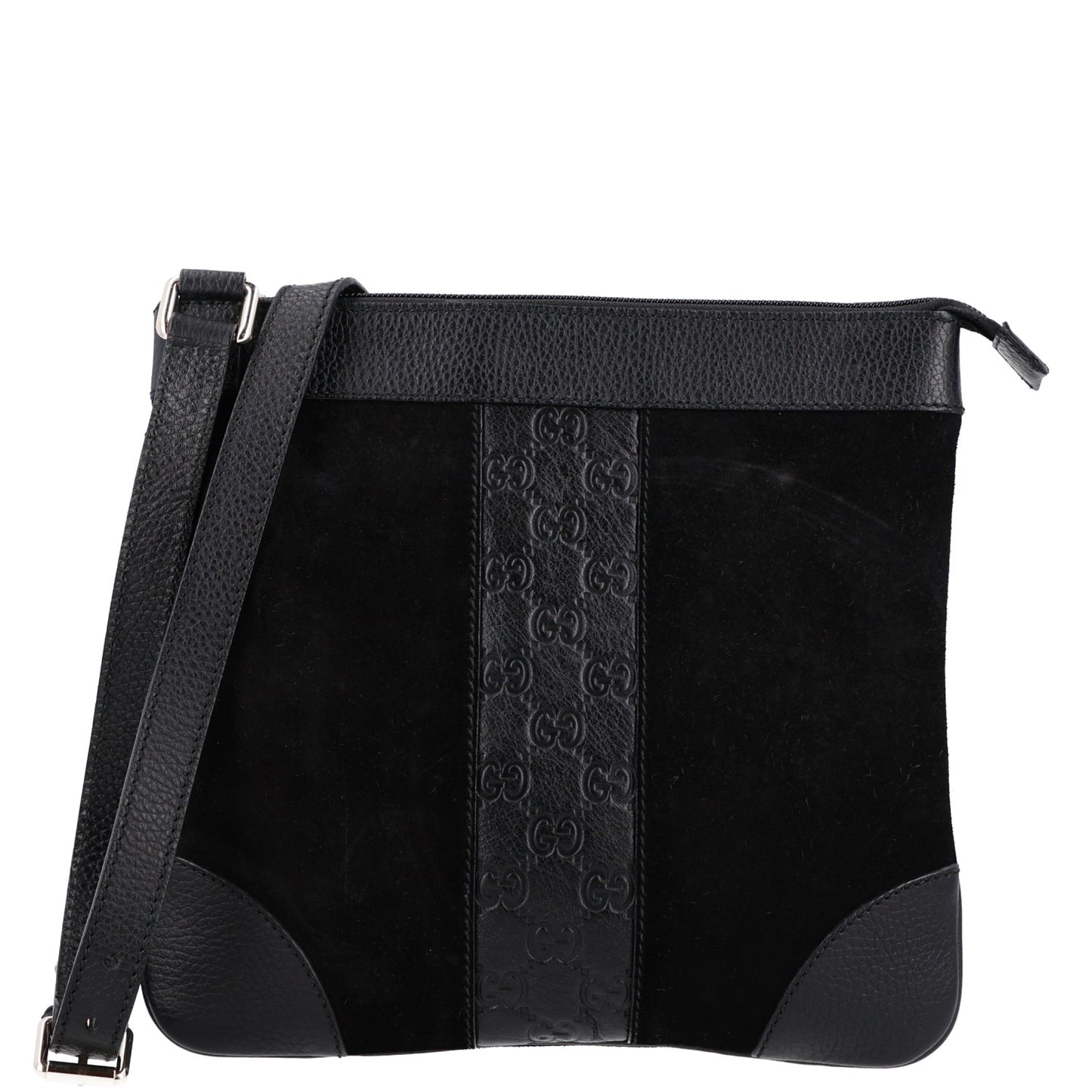 Guccissima Suede Crossbody Bag Black